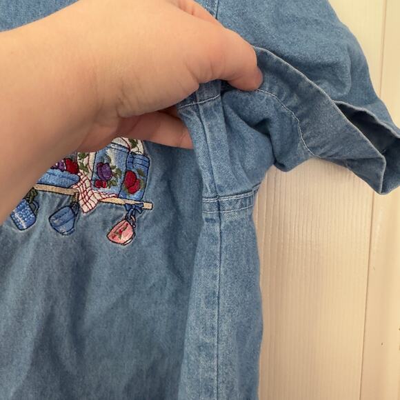 Vintage Just My Size Denim Button Down Shirt Size 18W/20W Embroidery Grandmacore - Picture 10 of 10